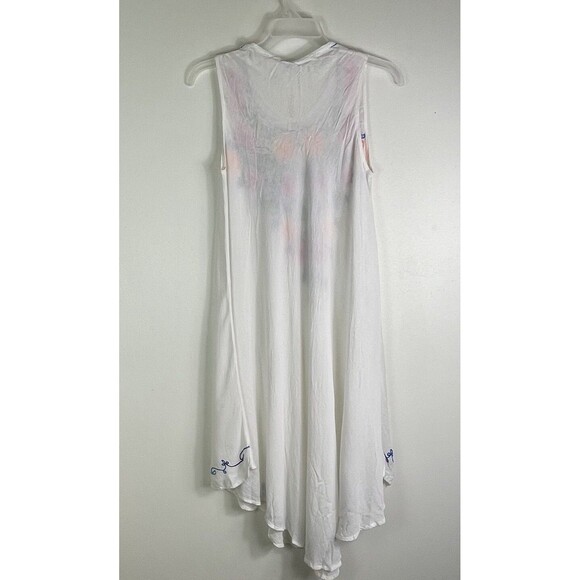 Women’s White Boho Sheer Cover Up Midi Dress Fairy Embroidered Boho One Size - Picture 11 of 11